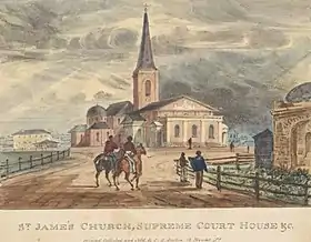 Lithograph of St James Church c. 1836 by Robert Russell