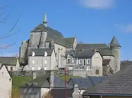 The church and the abbey of Saint-Michel-des-Anges, in Saint-Angel