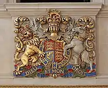 A modern form of the Royal Arms at St Bride's Church, London