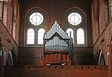 The organ loft and pipe organ of St Chad's