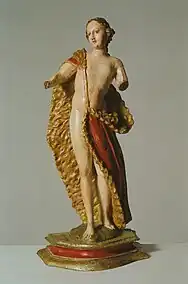 18th century Saint John Baptist pinewood polychrome figurine