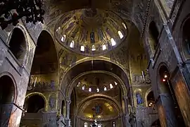 dark interior with golden mosaics