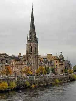 St Matthew's Church, roughly in the middle section of Tay Street