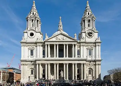 West façade of Saint Paul's Cathedral by Christopher Wren (1675–1702)