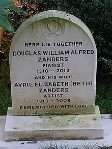 Grave of artist Beth Zanders and her husband, pianist Douglas Zanders