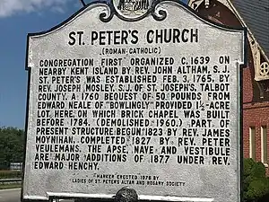 historic marker in front of church