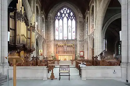 St Stephen's Parish Church, Bush Hill Park - the chancel, showing the position of the organ