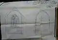Fowler's drawing of Barber's east window and chancel arches