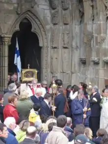 The relics of Saints Ives and Tudwal in a procession at the gate of Tréguier Cathedral in 2005