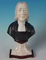 John Wesley, an influential preacher in the Potteries, circa 1840.  Derived from an Enoch Wood bust from the previous century.