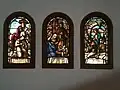 Stained-glass windows depicting the Nativity
