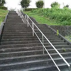 Long cascade of straight stairs in Ikoma, Japan