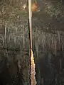 Stalactite meeting stalagmite to form a pillar