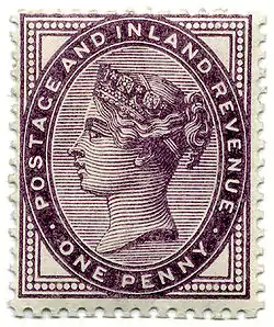 "Penny Lilac" of 1881; 16 dots in each corner.