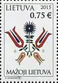 2015 Lithuanian postage stamp, commemorating the traditional embroidery of delmonas