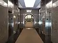 Standard Life Centre plaza level and low-rise elevator bank; looking into the atrium