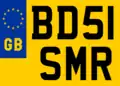 This format is used for motorcycles and other vehicles where a narrower plate is required (showing optional EU symbol).