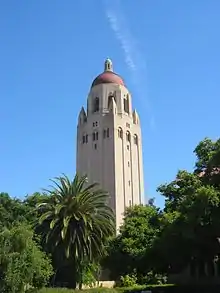 Hoover Tower, at 285 feet (87 m), the tallest building on campus.