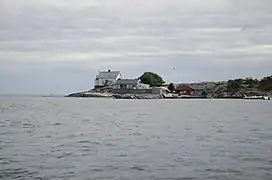 View of the island with the lighthouse