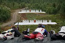 Stang-Shooting at the 2007 Landsskytterstevnet in Norway. The nearest targets are placed at 155 meters, the farthest at 221 meters.