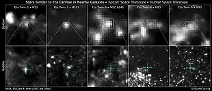 Array of images of ten stars similar to Eta Carinae in nearby galaxies