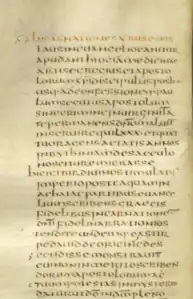 The beginning of the prologue to Acts in the Codex Fuldensis