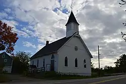 State Line Methodist Church, located in Pennsylvania, as seen from New York