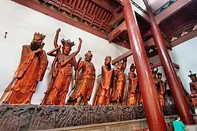 Statues of the Twenty-Four Devas (二十四諸天 Èrshísì Zhūtiān) on the left side of the Mahavira Hall