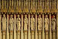 Some of the 15 statues of kings, from Henry III to Henry VI, in the 15th-century Kings Screen