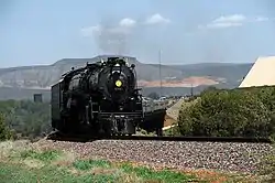 Santa Fe 3751 pulls an  excursion train across Hell Canyon on the  BNSF, 2012