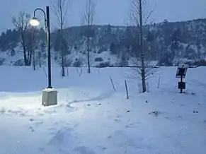 Solar pathway lighting in winter (Steamboat Springs, US).