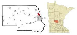 Location of Sartellwithin Stearns and Benton Countiesin the state of Minnesota