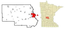 Location within Stearns, Benton, and Sherburne Counties