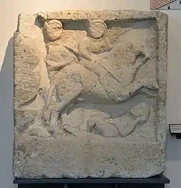 Tombstone of a cavalier defeating a barbarian (High Roman Empire - Carnavalet Museum)