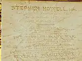 Stephen Howell's grave western side inscription