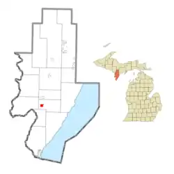 Location within Menominee County and the state of Michigan