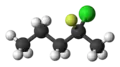 Ball-and-stick model of  (R)-2-chloro-2-fluoropentane