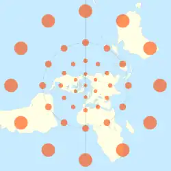 The stereographic projection with Tissot's indicatrix of deformation.