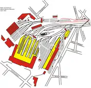 Track layout around the Stettiner bahnhof, about 1952.