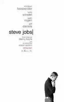 The monochrome image shows Steve Jobs thinking behind a white background.