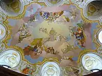 Glory of the House of Austria, Ceiling fresco in marble hall of Klosterneuburg Monastery (1749)