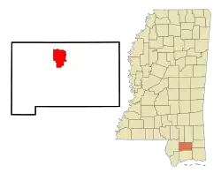 Location of Wiggins, Mississippi
