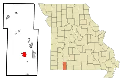 Location of Kimberling City, Missouri