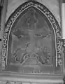 Stone cross with Book Pahlavi writings. Valiyapalli Church in Kottayam, Kerala, India.