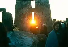 Sunrise at Stonehenge in southern England on the winter solstice.