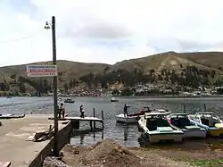 Strait of Tiquina between San Pedro de Tiquina and San Pablo de Tiquina, Lake Titicaca
