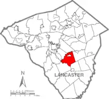 Map of Lancaster County, Pennsylvania highlighting Strasburg Township