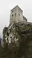 Northern tower with recruit building, view from rock massif.