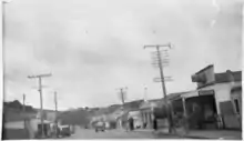 A black and white photo of a street in a street in Johnsonville in 1943