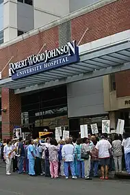 Image 49Registered nurses on strike in 2006 outside Robert Wood Johnson University Hospital.